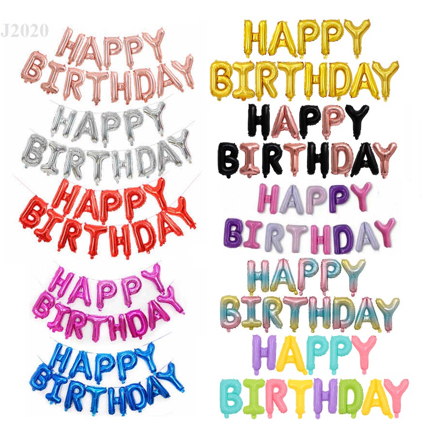 READY STOCK - Happy Birthday Alphabet Foil Letters Balloons Wall Deco ...