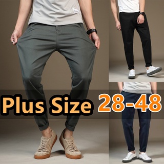 Image of Plus Size Men long pants men Straight Slim pants big size pants trousers loose korean pants straight leg pants Cotton pants large size plain pants