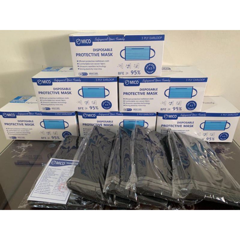 MICO Adult Disposable Face Mask (Black) Shopee Singapore