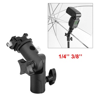 Universal Metal Flash Light Bracket Stand Speedlite Umbrella Holder adapter with 1/4” 3/8” Screw Mount Hot Shoe