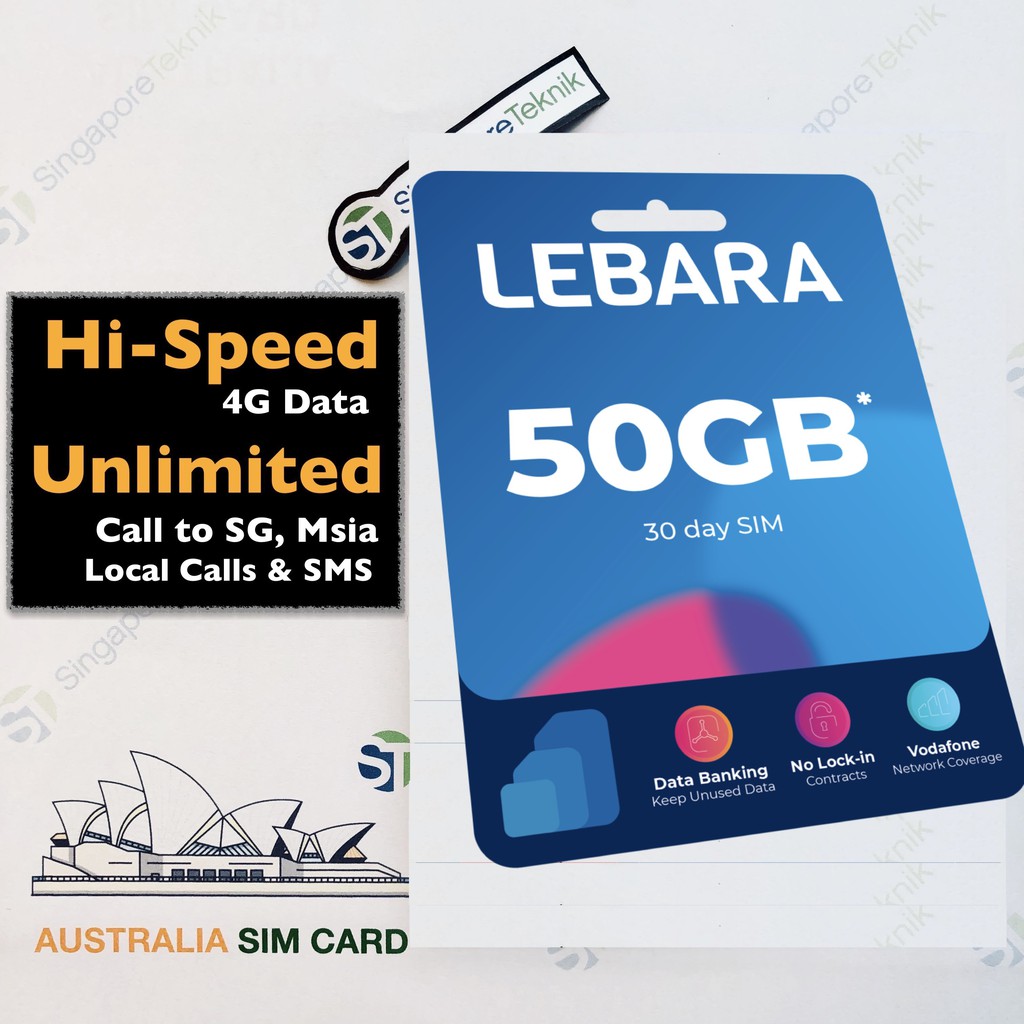 50GB Australia Prepaid SIM CARD 30Days FREE Call SMS Vodafone Lebara