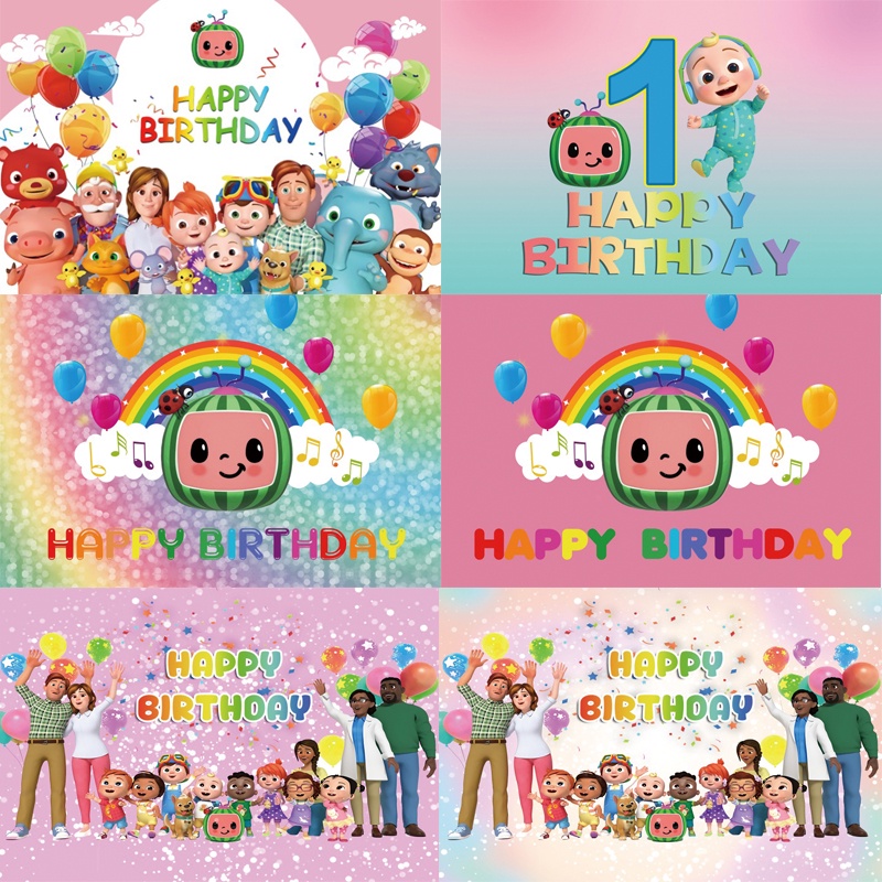 Cartoon Pink Cocomelon Backdrop Kids Birthday Party Girls Baby Shower ...