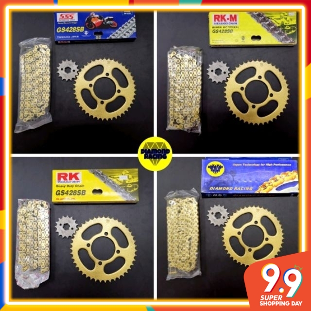 Shop Malaysia 428 Yamaha Y125z Lc135 Rxz Srl110 Sprocket Sbk Gold Combo Rantai Sss Rkm Sss Hk Rk Full Set Shopee Singapore