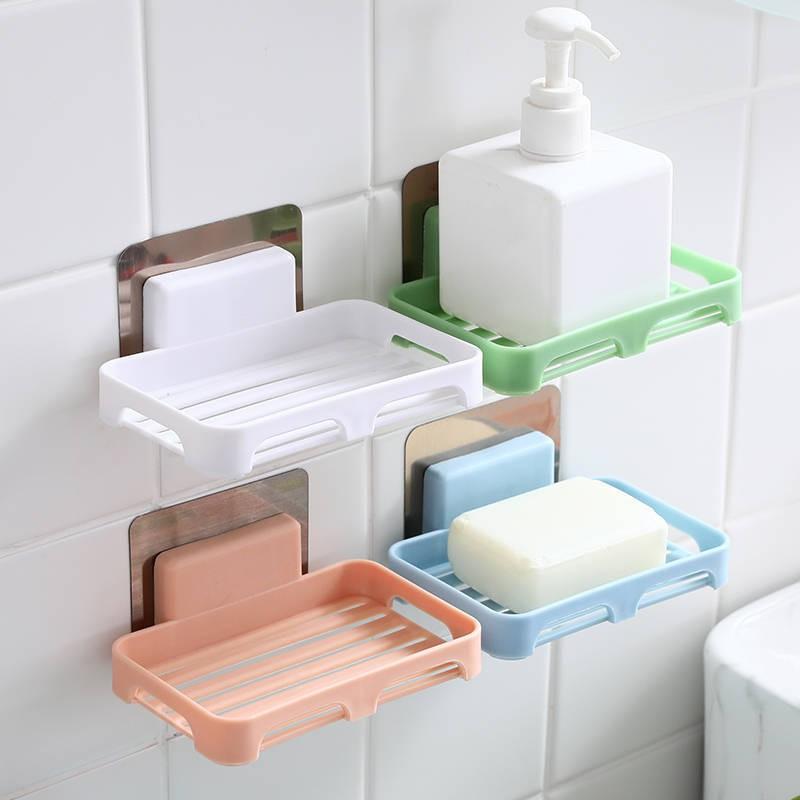 BATHROOM WALL MOUNTED DRAINING SOAP BOX WITH COVER HOLDER TRAY SOAP STORAGE 
