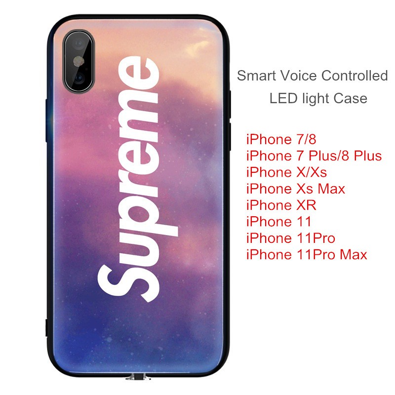 Led Flash Supreme Phone Case Iphone 11 11pro Max X Xs Xr 7 8 7p 8p Tpu Tempered Glass Casing Iphone Protective Cover Shopee Singapore