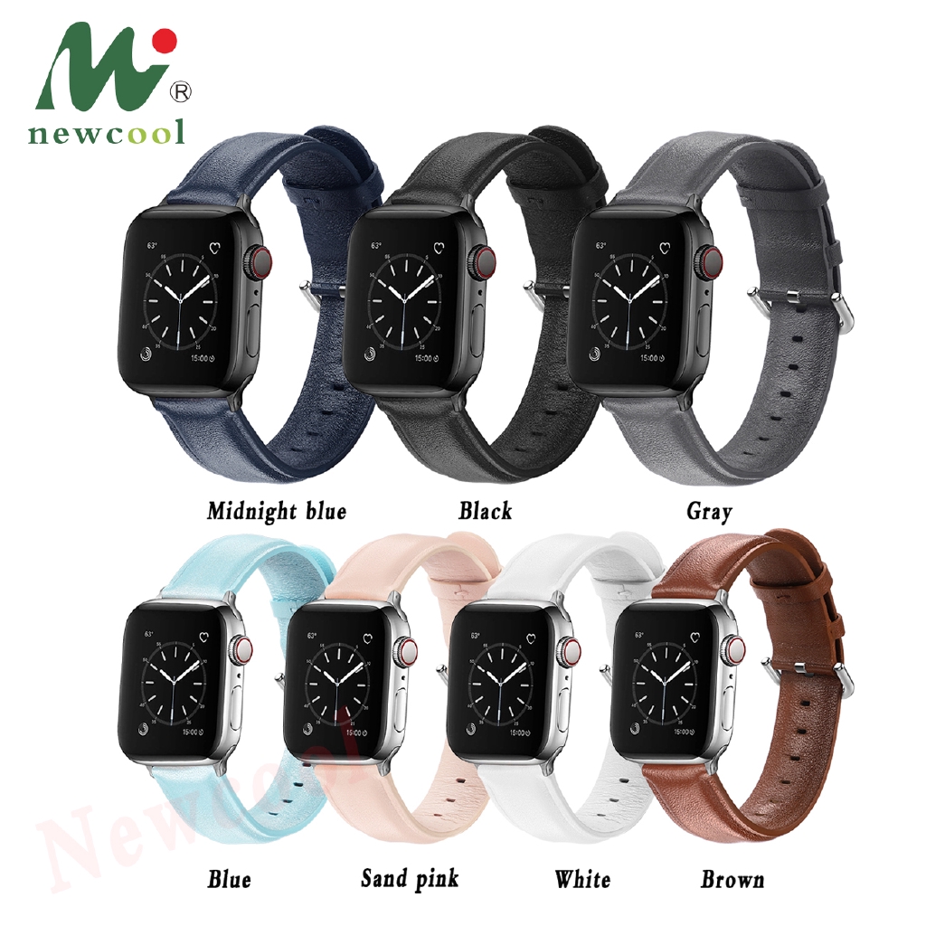 Genuine Leather Strap For Apple Watch Series 5 4 40mm 44mm 2019 Breathable Solid Color Band Adjustable Men Women Strap Shopee Singapore