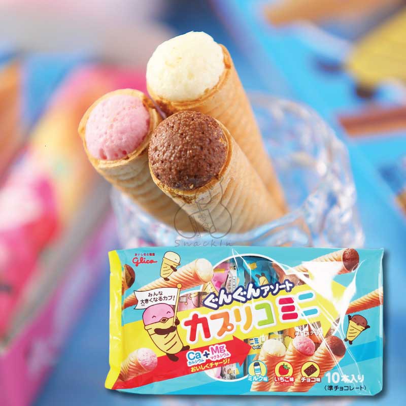 Snack In Glico Mini Wafer Ice Cream Roll 13g Chocolate Strawberry Vanilla Mini Wafer Rolls 迷你冰淇淋威化饼儿童最爱 Shopee Singapore