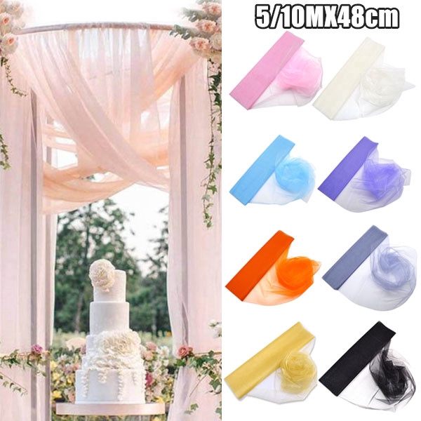 10M Wedding Backdrop Gauze Curtain Organza Fabric Wedding Party Venue Decor DIY 
