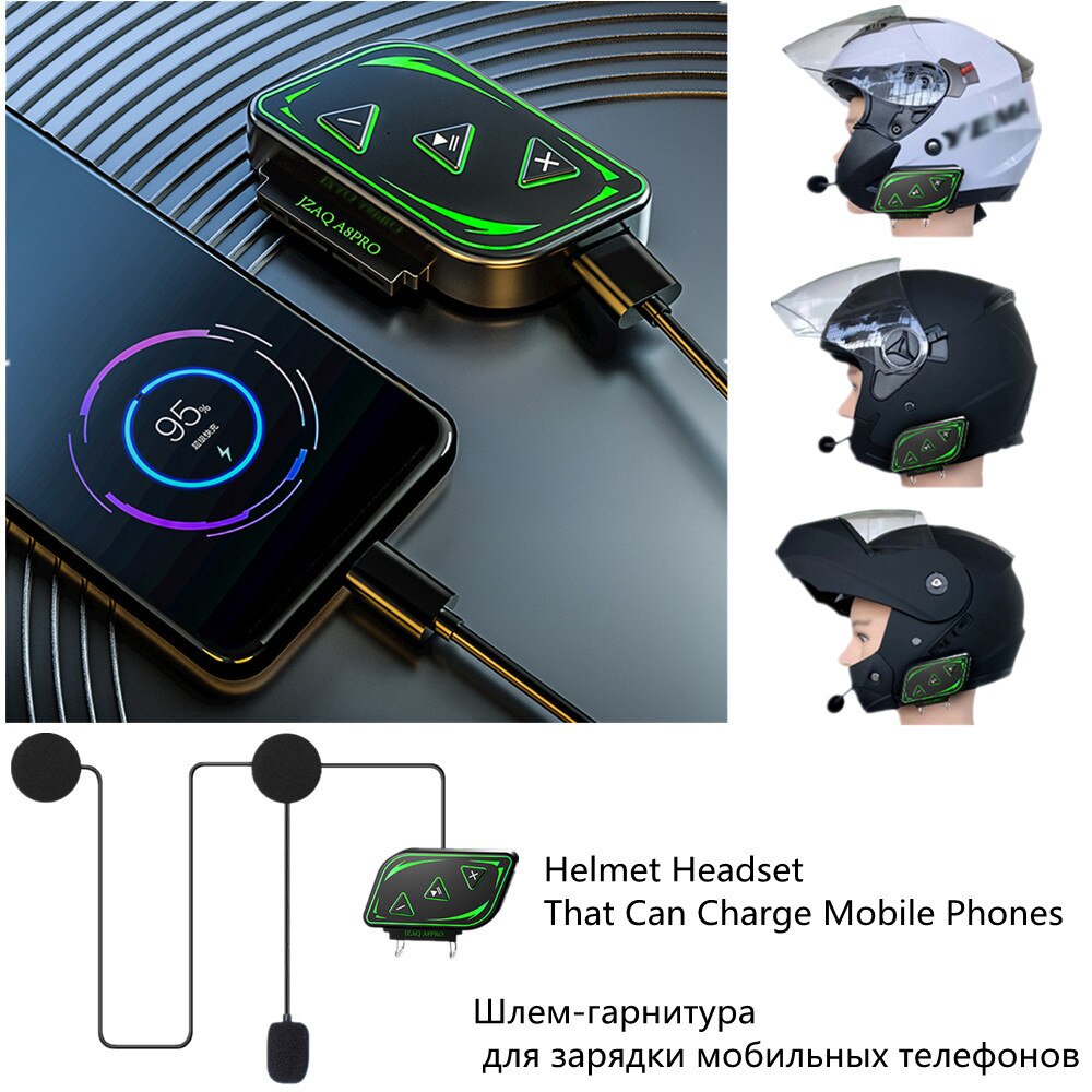 A8 Pro Motorcycle Helmet Headset 3500 MAh Waterproof Wireless Stereo Earphones Mobile Power Bank Headset Can Charge For Phone