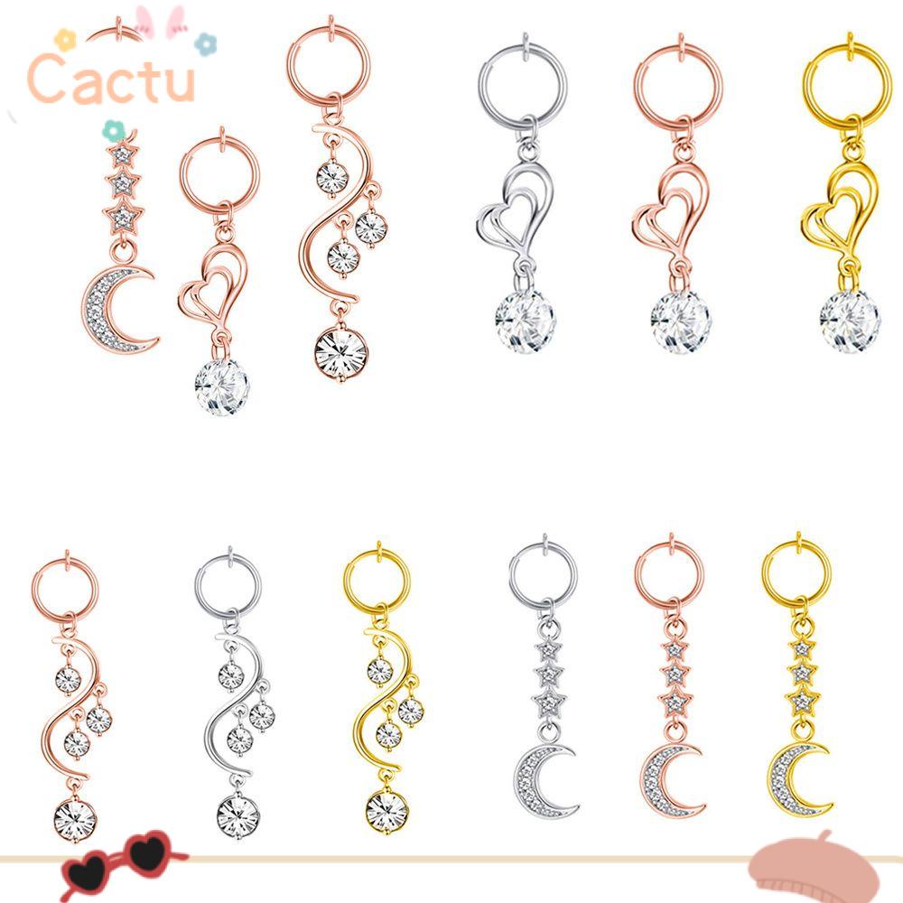 CACTU Body Jewelry Belly Button Ring Cartilage Fake Belly Piercing Navel Ring Heart Umbilical Fake Pircing Earring Clip Butterfly Clip
