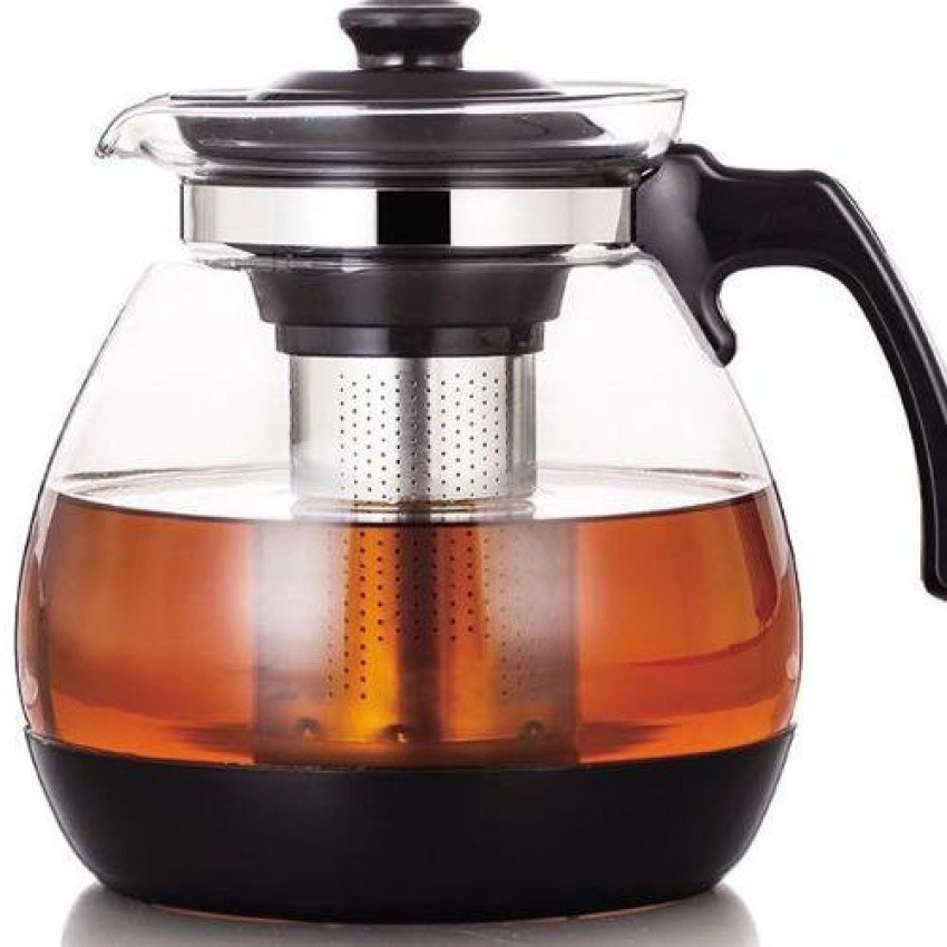 1200ml Heat Resistant Glass Teapot Tea Pot With Stainless Steel Strainer Black Shopee Singapore