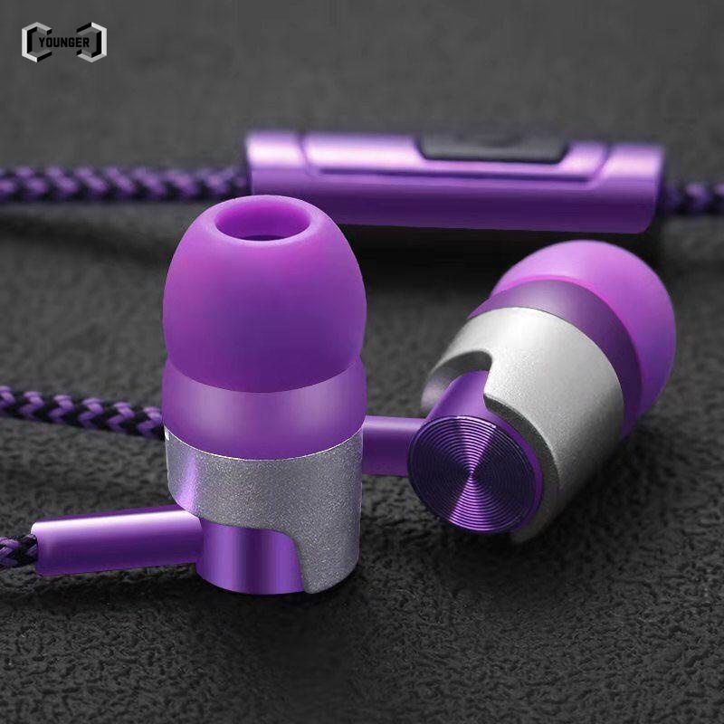 Wiring braided wire phone headset 3.5mm Headset With Mic Wired Sports Bass Stereo Earphone In-ear Hi
