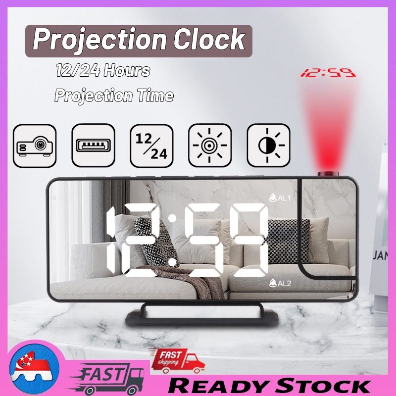 [SG READY STCOK] 2022new LEDmirrordigital Clock Projection Time