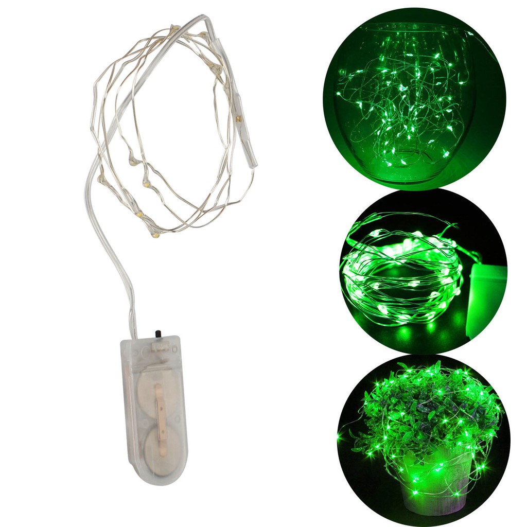 Ranpo 1M 10 LED Copper Wire String Fairy Light Battery Powered Green ...