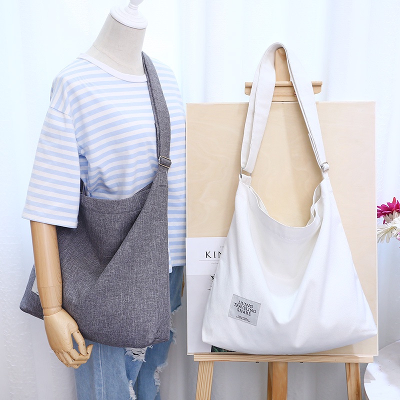 Image of Canvas bag Korean version simple women's shoulder bag retro casual women's bag messenger bag large capacity canvas bag supply #1