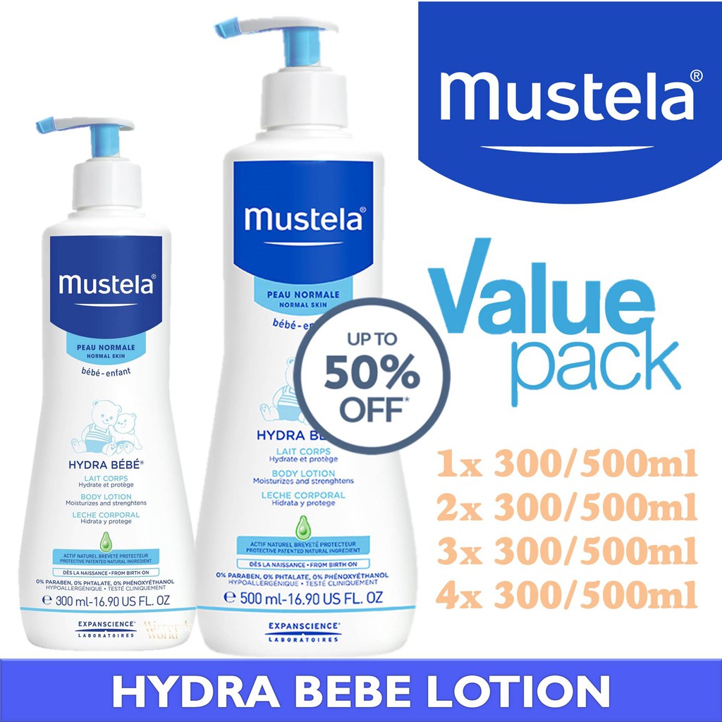 Mustela Hydra Bebe Body Lotion 300ml 500ml 750ml Super Value Bundle Or Single Pack Made In France Shopee Singapore