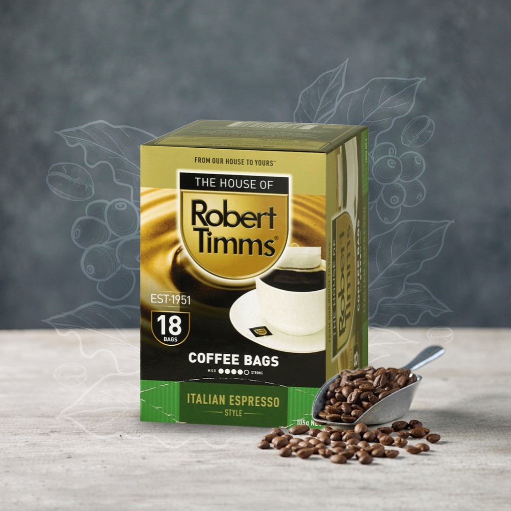 The House of Robert Timms Italian Espresso Coffee Bags 18 Sachet