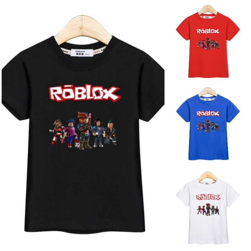 Kids Boys Tshirt Roblox Short Sleeve Tee Red Black White Shirt Shopee Singapore - roblox red and black t shirt