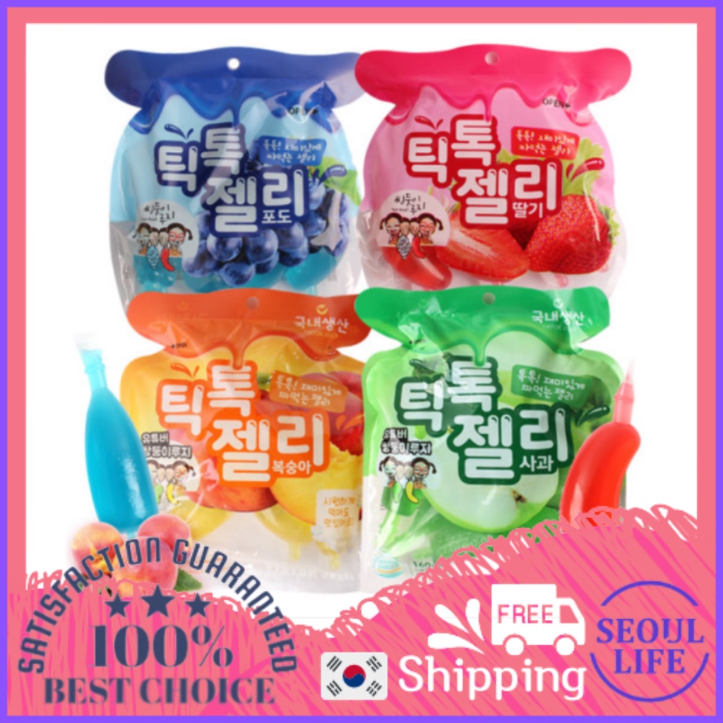 Korean Tik tok Fruit Jelly 40g x 4pcs Strawberry, Grape, Apple, Peach