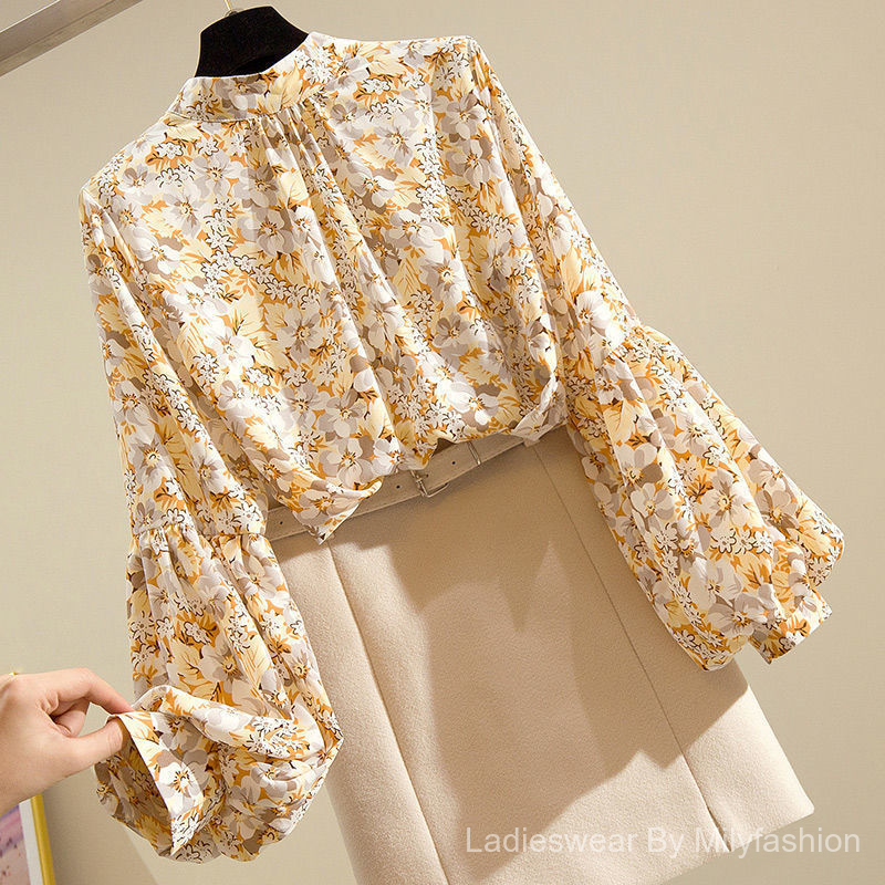 chiffon balloon sleeve blouse