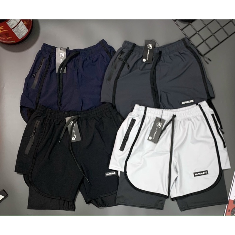 Alphalete 2Layer Men'S gym Shorts, Sports Shorts. Shopee Singapore