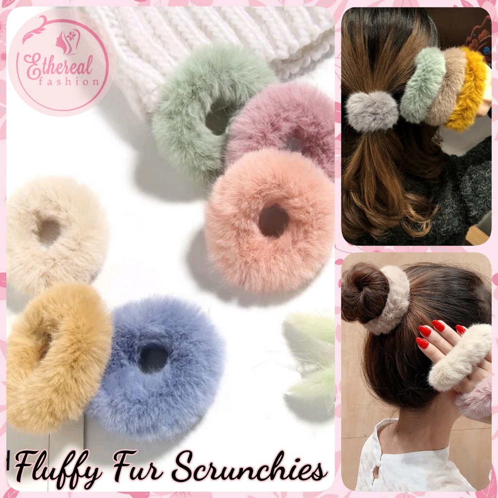 🌸ETHEREAL FASHION🌸 Fluffy Fur Hair Ties Fuzzy Hair Ties Hair Scrunchies  Hair Bands Hair Ponytails Hair Accessories | Shopee Singapore
