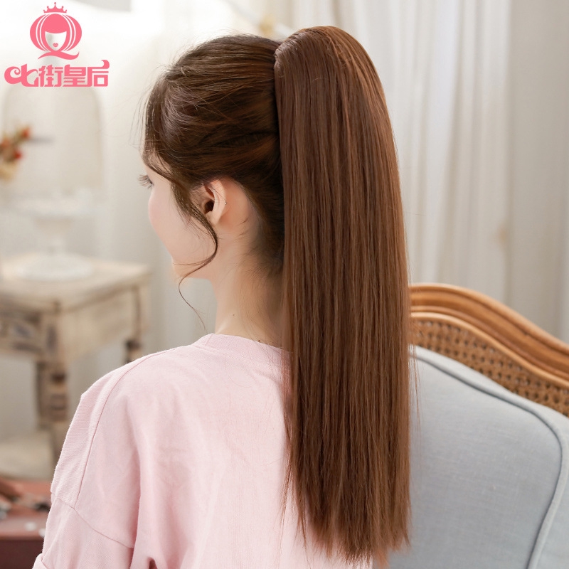 Seventh Street Queen Chemical Fiber Wig Korean Fashion Long Straight Hair Grab Ponytail Wig High Temperature Silk Realis Shopee Singapore