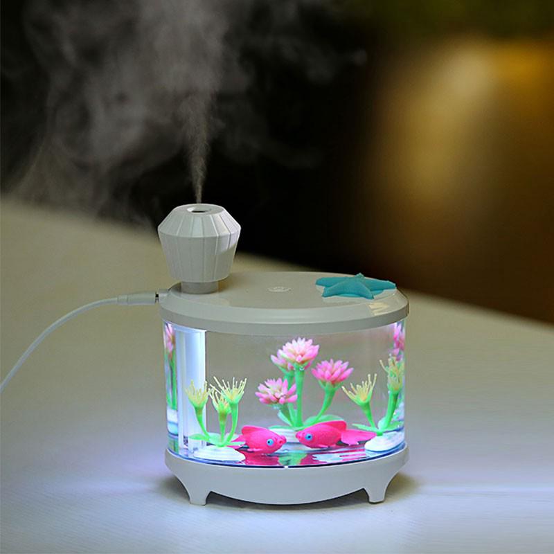 🐟460ML Fish Tank Air Ultrasonic Humidifier Aroma Diffuser with LED