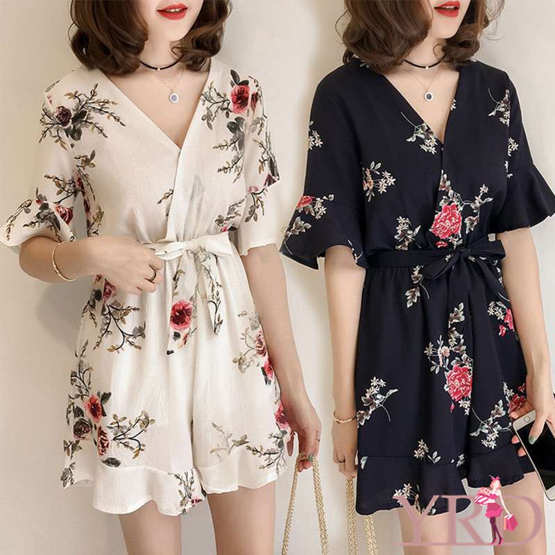 Korean Style Women Floral Chiffon High Waist Wide Legged Korean Style Women Floral Chiffon High Waist Wide Legged