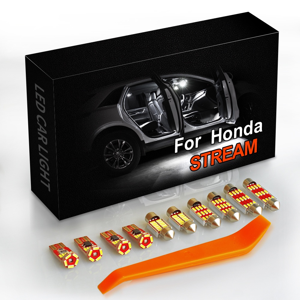 10Pcs Interior LED For Honda Stream I II 1 2 2001-2020+ Canbus Vehicle Indoor Dome Reading Light No Error Auto Lamp Kit
