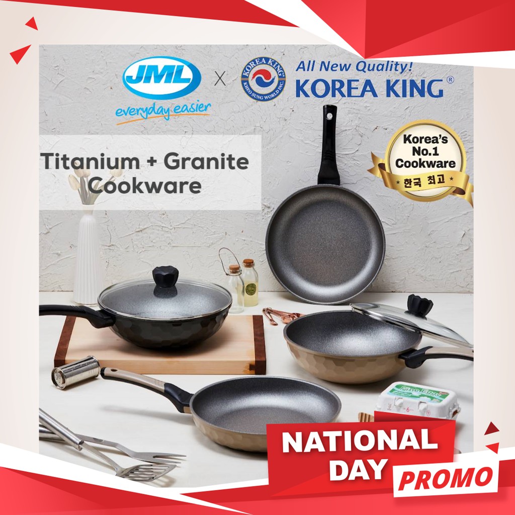[Official Store]Korea King Titanium + Granite Pan Frypan Wokpan