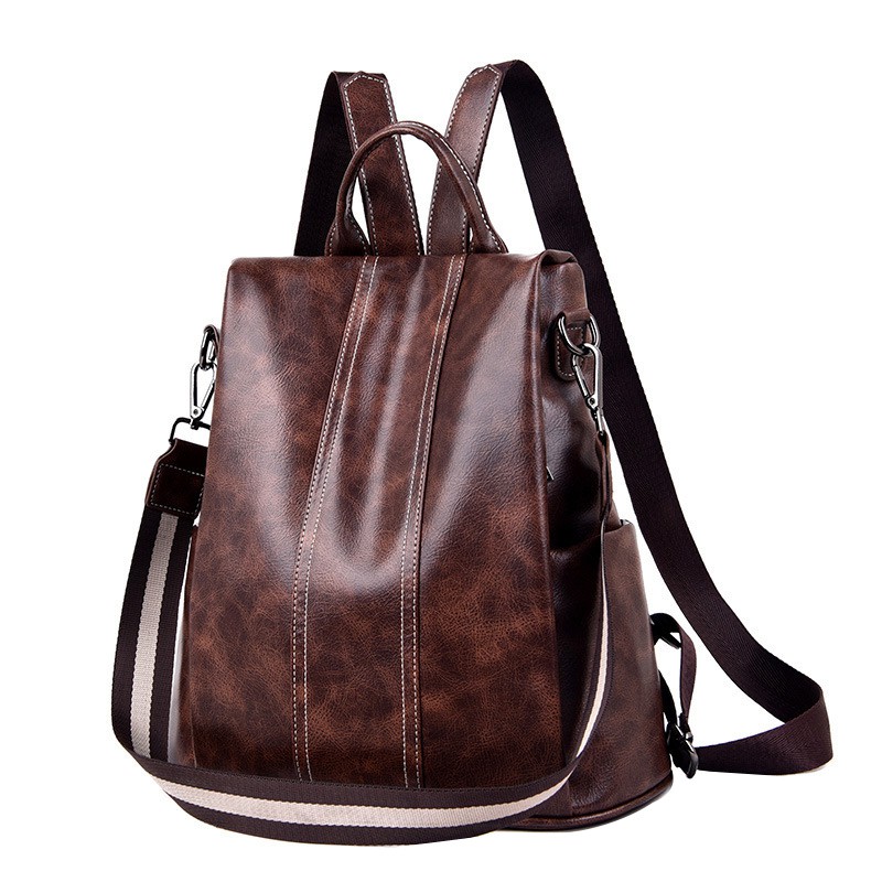 womens leather anti theft backpack