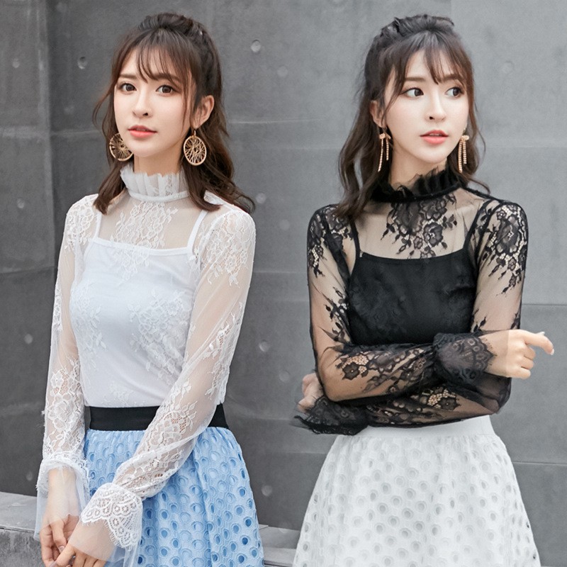 white lace mesh top