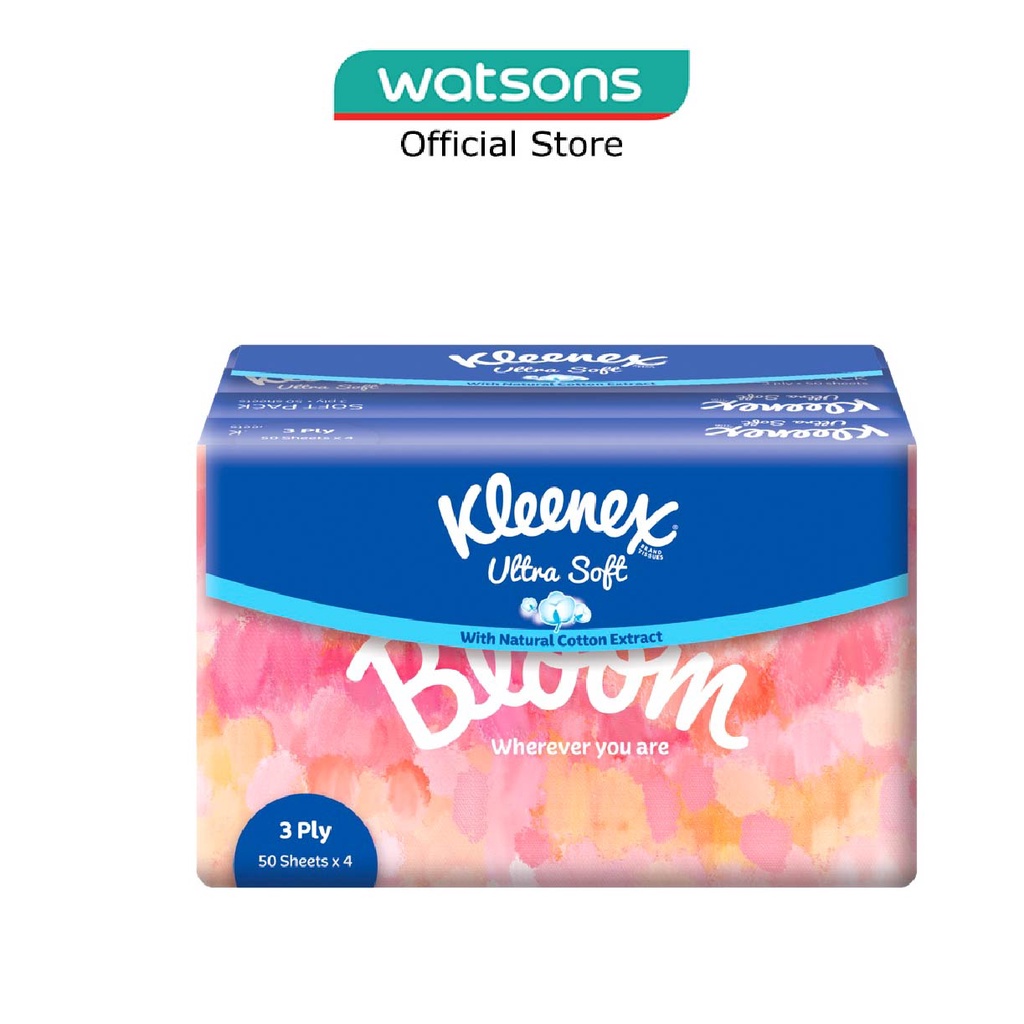 KLEENEX Kleenex Ultra Soft 3 Ply Facial Tissues Soft Pack 50 sheets x 4