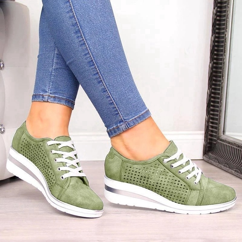 green wedge sneaker
