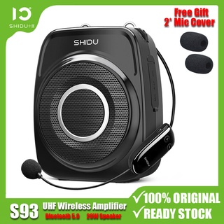 SHIDU S93 UHF Wireless Voice Amplifier Wrireless Mic Portable PA System Bluetooth Speaker with Wireless Microphone 20 Watts for Presentation Teaching