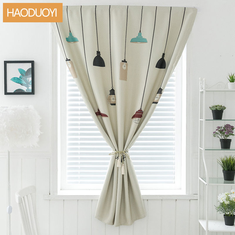 8 Types New Punch Free Velcro Short Curtains Blackout For Living Room