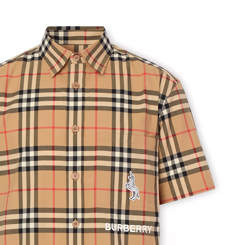 Burberry Classic Fit Zebra Appliqué Check Shirt for Men - Archive Beige  8032249-Archive beige | Shopee Singapore