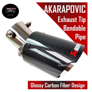 🔥SG SELLER🔥 Car Exhaust Muffler Pipe Tip Cover Tail Bendable Angle Akarapovic Carbon Fiber Print Styling Accessories