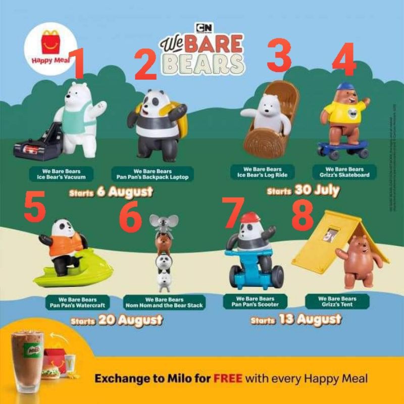 Happy Meal Mcd Mcdonald We Bare Bears 2020 Unit Shopee Singapore