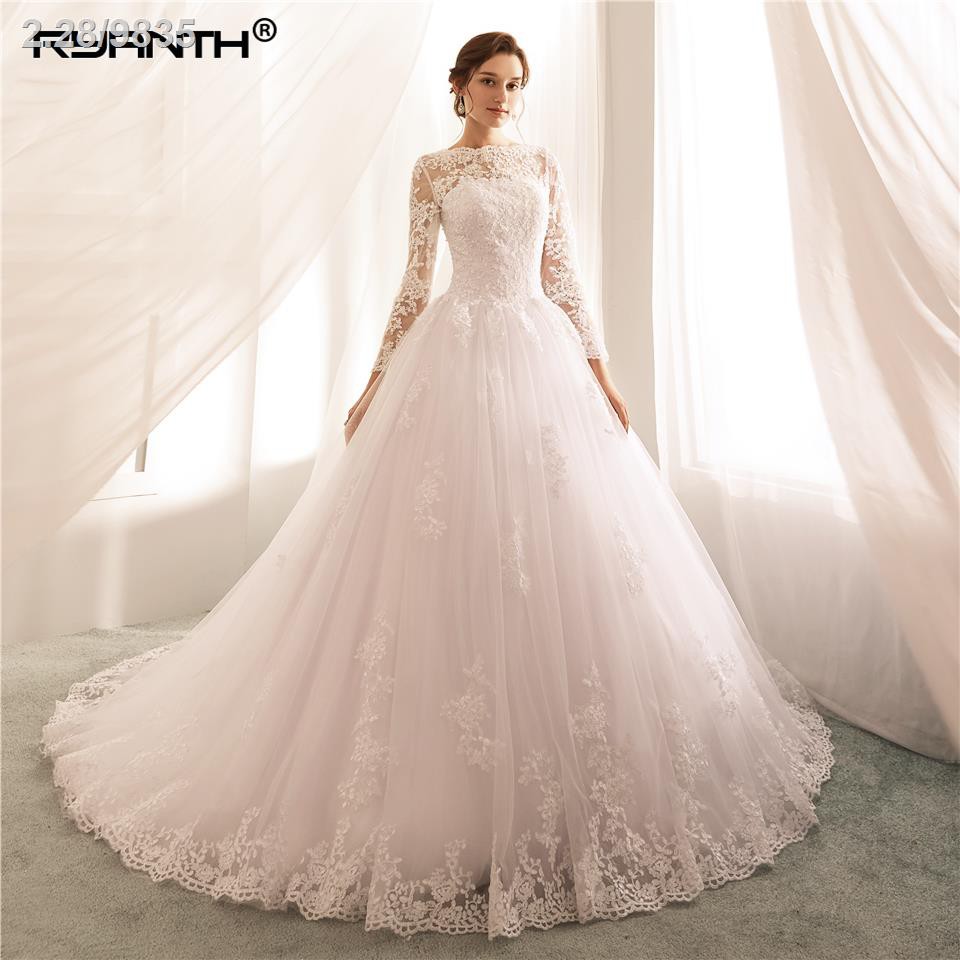 medical and health◕Long Sleeves Wedding Dresses 2019 Lace A Line Gowns Sexy  Sheer New Arrival Bride Dress Robe De Mari | Shopee Singapore