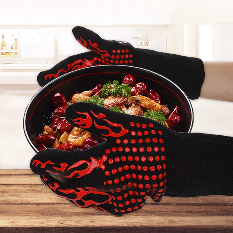 1PC BBQ Oven Gloves Single Kitchen Heat Proof Silicon Mitts Hot Surface Handler