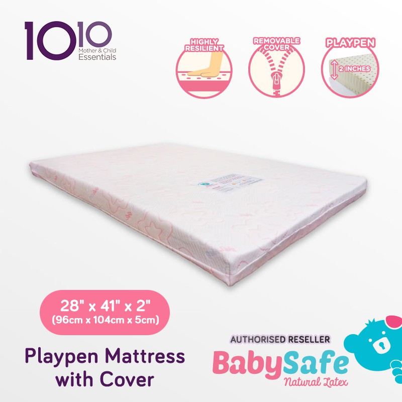 BabySafe Mattress with Cover Playpen 28" x 41" x 2" (Natural Latex