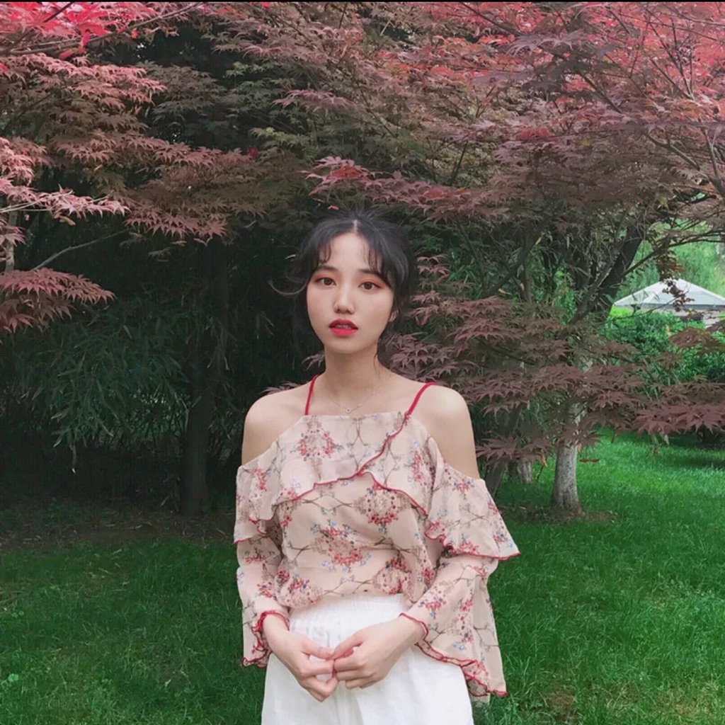 floral cold shoulder blouse