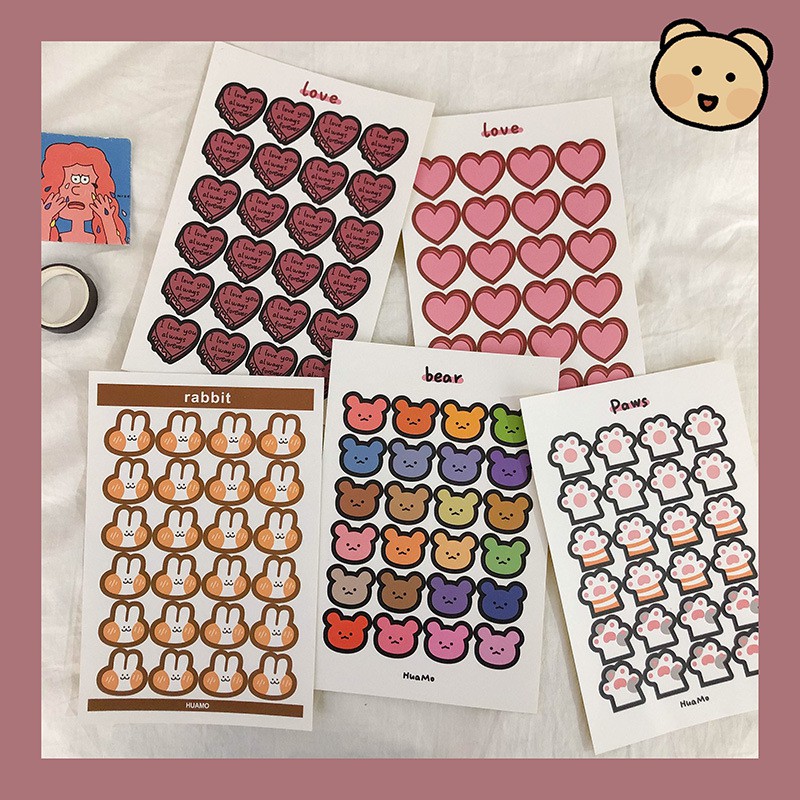 Ohaya丨1 PC Ins Cuties Rabbit Bear Stickers DIY Seal Sticker Phone ...