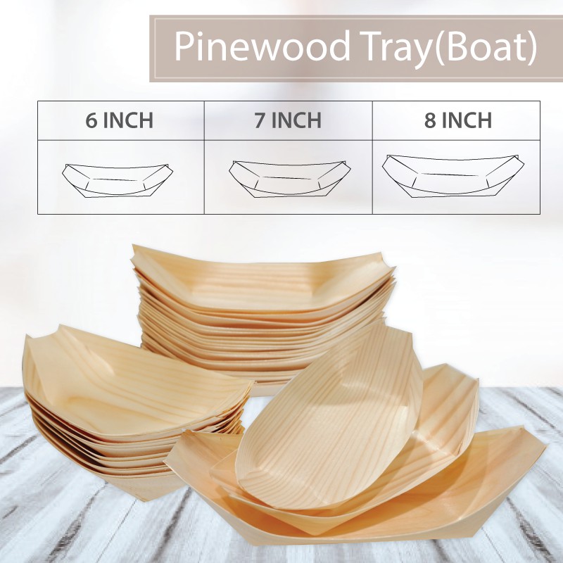PINE WOOD Disposable Wood Serving Boats Tray 50pcs Shopee Singapore