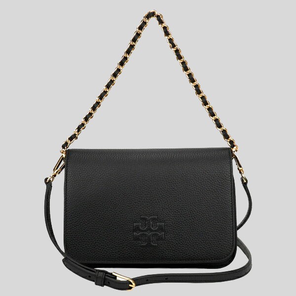 tory burch black leather clutch bag