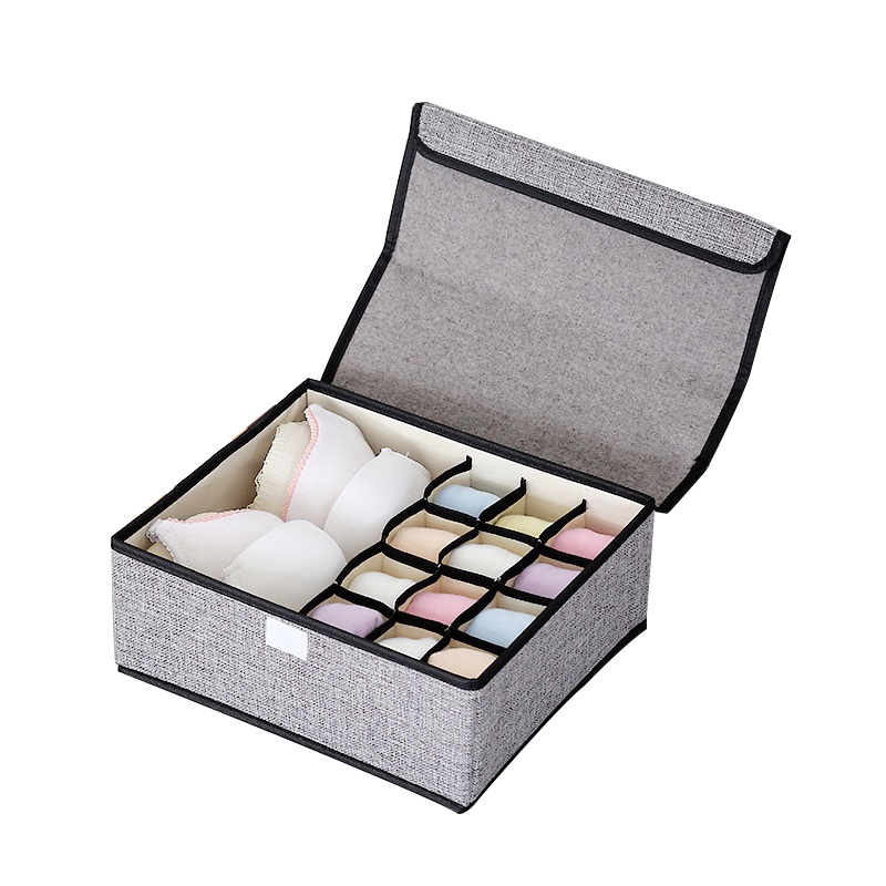 Cotton Linen Underwear Box Drawer Organizers Foldable Clothing Bra