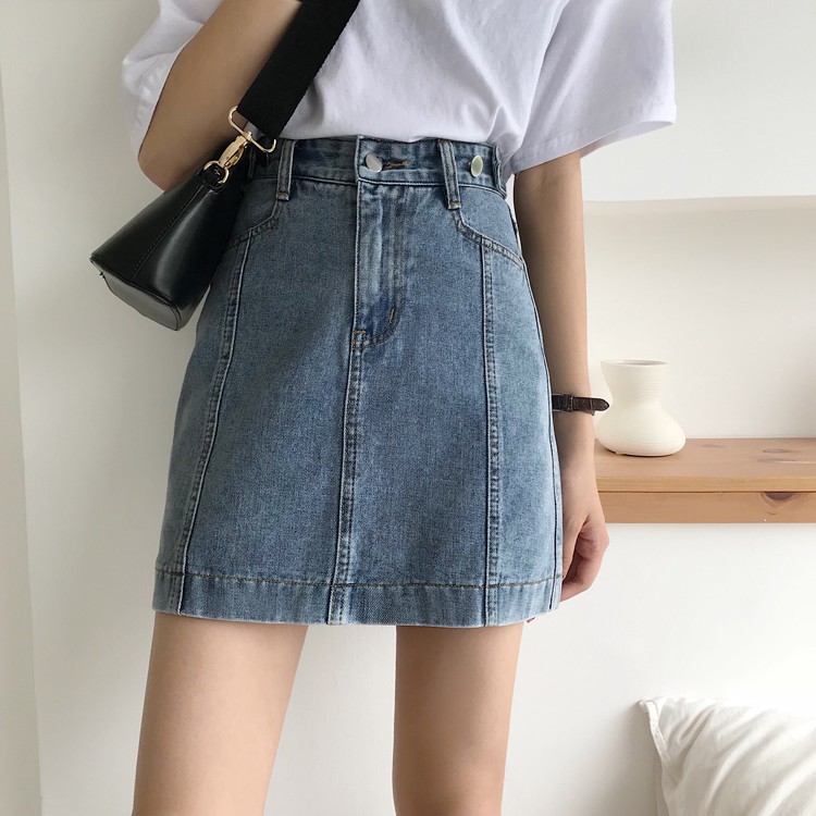 a line denim skirt