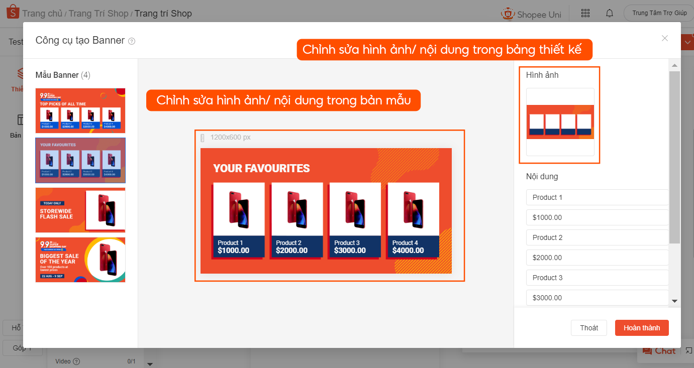 Tạo banner của riêng bạn - Tài liệu bán hàng Shopee